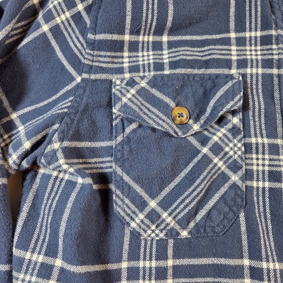 ⭐️Frank & Oak Blue Plaid Flannel Button Down Shirt Size Med - Picture 2 of 5